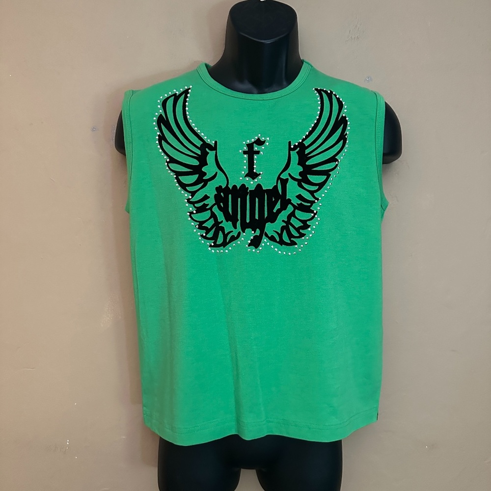 Funk Jeweled Sleeveless T Shirt Large Gently worn Cotton blend with velveteen